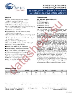 CY7C1263V18-400BZC datasheet  